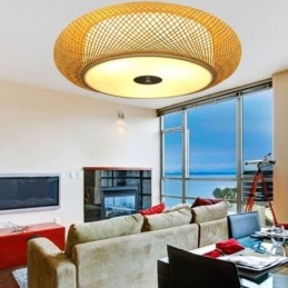 Μοντέρνο Bamboo Flush Mount κινέζικο υφαντό φωτιστικό οροφής