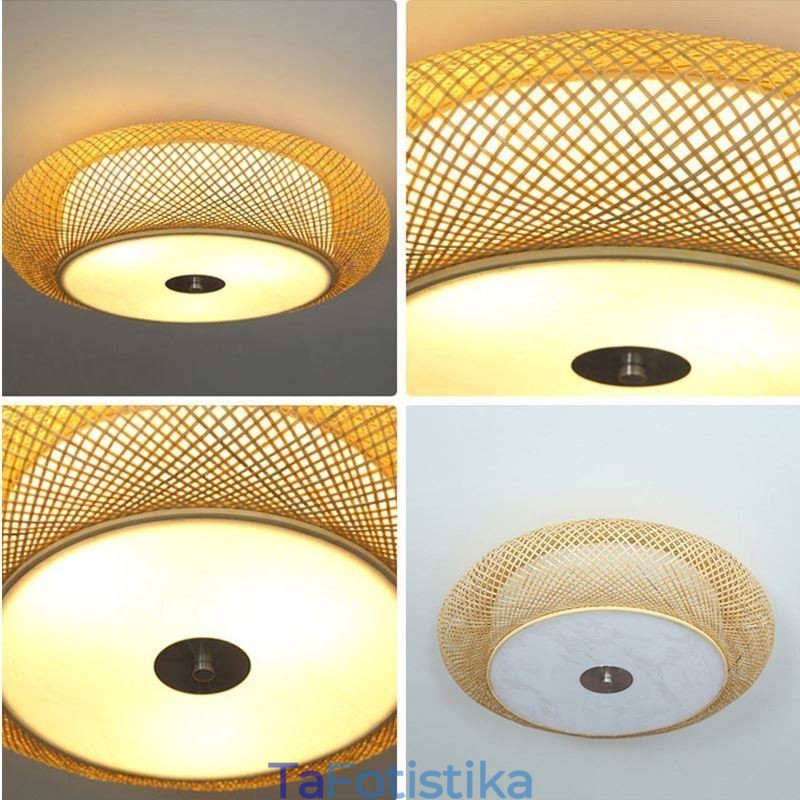Μοντέρνο Bamboo Flush Mount κινέζικο υφαντό φωτιστικό οροφής
