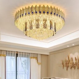 Crystal Flush Mount Στρογγυλό ηλεκτρολυμένο χρυσό πολυτελές φωτιστικό οροφής Phoenix Tail