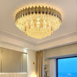 Crystal Flush Mount Στρογγυλό ηλεκτρολυμένο χρυσό πολυτελές φωτιστικό οροφής Phoenix Tail