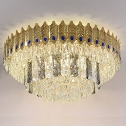 Crystal Flush Mount Στρογγυλό ηλεκτρολυμένο χρυσό πολυτελές φωτιστικό οροφής Phoenix Tail