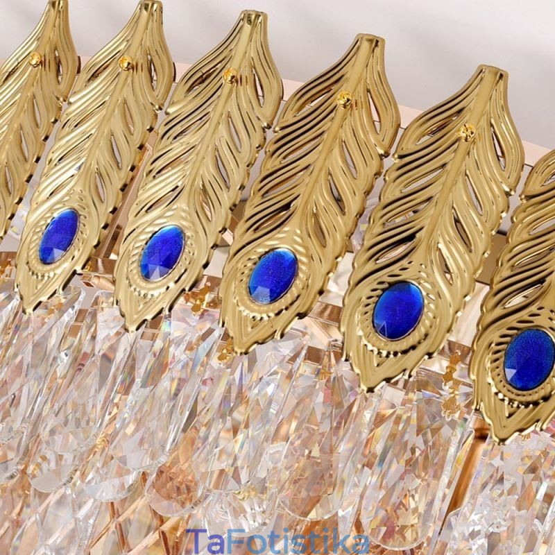 Crystal Flush Mount Στρογγυλό ηλεκτρολυμένο χρυσό πολυτελές φωτιστικό οροφής Phoenix Tail