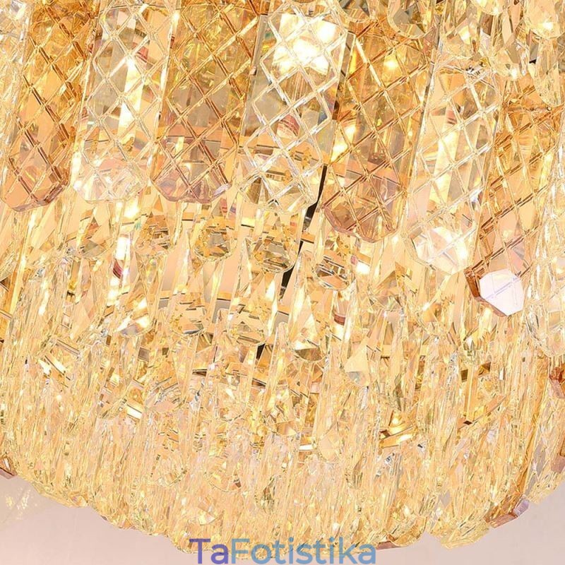 Crystal Flush Mount Στρογγυλό ηλεκτρολυμένο χρυσό πολυτελές φωτιστικό οροφής Phoenix Tail