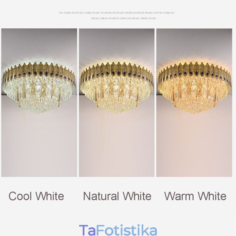 Crystal Flush Mount Στρογγυλό ηλεκτρολυμένο χρυσό πολυτελές φωτιστικό οροφής Phoenix Tail