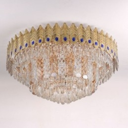 Crystal Flush Mount Στρογγυλό ηλεκτρολυμένο χρυσό πολυτελές φωτιστικό οροφής Phoenix Tail