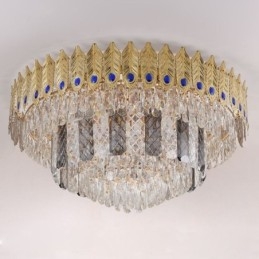 Crystal Flush Mount Στρογγυλό ηλεκτρολυμένο χρυσό πολυτελές φωτιστικό οροφής Phoenix Tail