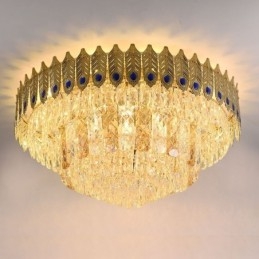 Crystal Flush Mount Στρογγυλό ηλεκτρολυμένο χρυσό πολυτελές φωτιστικό οροφής Phoenix Tail