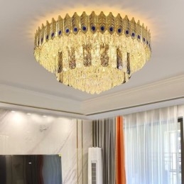 Crystal Flush Mount Στρογγυλό ηλεκτρολυμένο χρυσό πολυτελές φωτιστικό οροφής Phoenix Tail
