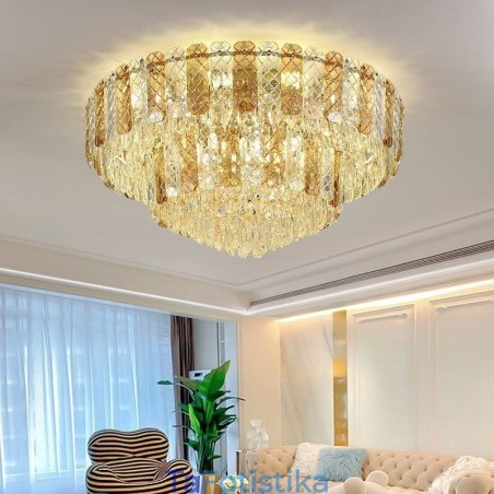 Crystal Flush Mount Διπλής Στρώσης Στρογγυλό Πολυτελές Διακοσμητικό Φωτιστικό Οροφής 80εκ Crystal Flush Mount Διπλής Στρώσης Στρογγυλό Πολυτελές Διακοσμητικό Φωτιστικό Οροφής 80εκ