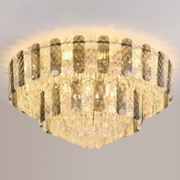 Crystal Flush Mount Διπλής Στρώσης Στρογγυλό Πολυτελές Διακοσμητικό Φωτιστικό Οροφής 80εκ