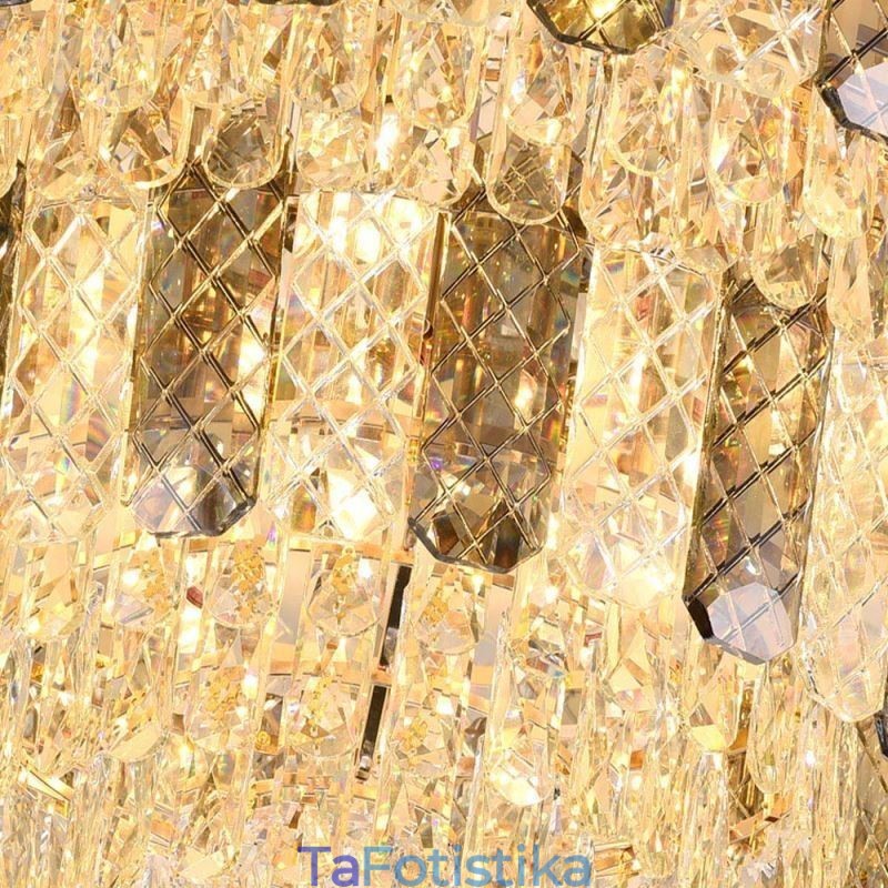 Crystal Flush Mount Διπλής Στρώσης Στρογγυλό Πολυτελές Διακοσμητικό Φωτιστικό Οροφής 80εκ