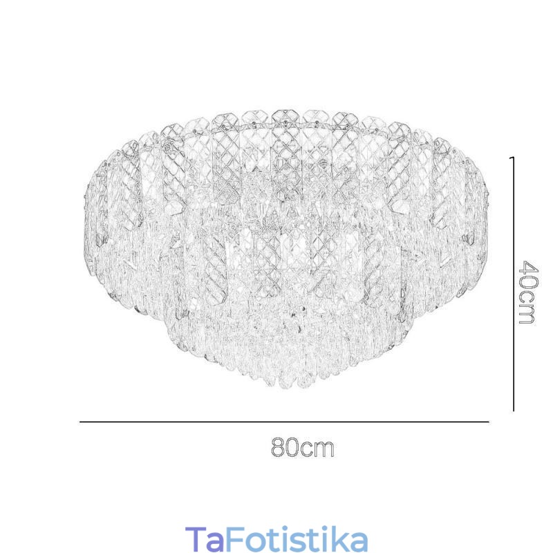 Crystal Flush Mount Διπλής Στρώσης Στρογγυλό Πολυτελές Διακοσμητικό Φωτιστικό Οροφής 80εκ