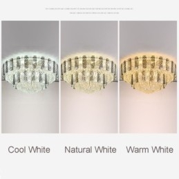 Crystal Flush Mount Διπλής Στρώσης Στρογγυλό Πολυτελές Διακοσμητικό Φωτιστικό Οροφής 80εκ
