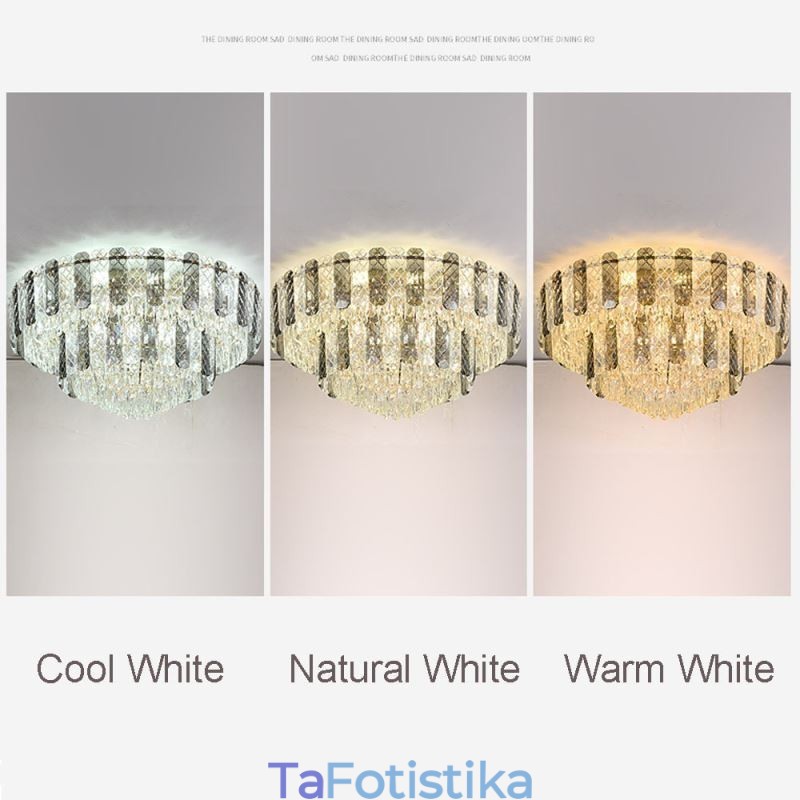 Crystal Flush Mount Διπλής Στρώσης Στρογγυλό Πολυτελές Διακοσμητικό Φωτιστικό Οροφής 80εκ