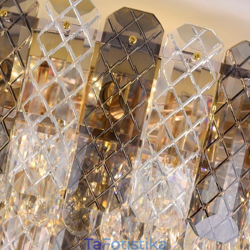 Crystal Flush Mount Διπλής Στρώσης Στρογγυλό Πολυτελές Διακοσμητικό Φωτιστικό Οροφής 80εκ