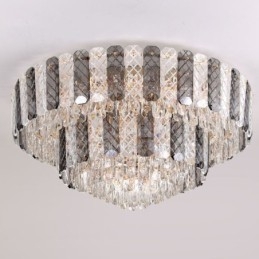 Crystal Flush Mount Διπλής Στρώσης Στρογγυλό Πολυτελές Διακοσμητικό Φωτιστικό Οροφής 80εκ