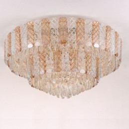 Crystal Flush Mount Διπλής Στρώσης Στρογγυλό Πολυτελές Διακοσμητικό Φωτιστικό Οροφής 80εκ