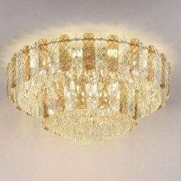 Crystal Flush Mount Διπλής Στρώσης Στρογγυλό Πολυτελές Διακοσμητικό Φωτιστικό Οροφής 80εκ