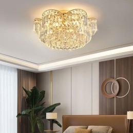 Crystal Flush Mount Πολυτελές στρογγυλό κρυστάλλινο διακοσμητικό φωτιστικό οροφής