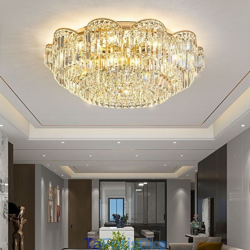 Crystal Flush Mount Πολυτελές στρογγυλό κρυστάλλινο διακοσμητικό φωτιστικό οροφής