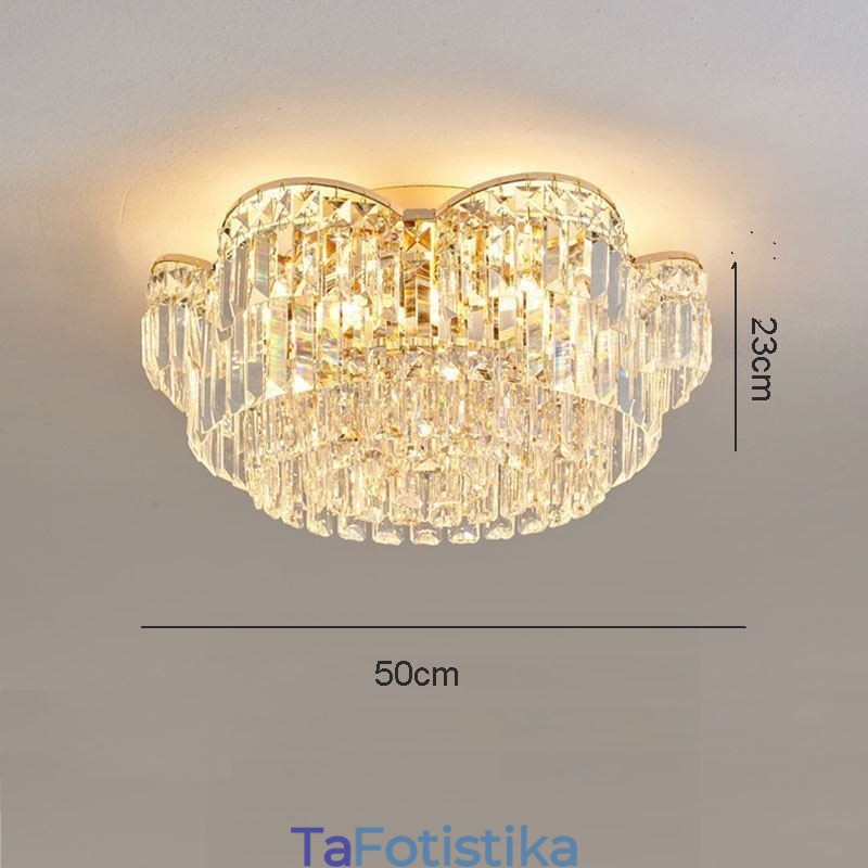 Crystal Flush Mount Πολυτελές στρογγυλό κρυστάλλινο διακοσμητικό φωτιστικό οροφής