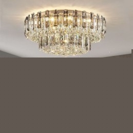 Crystal Flush Mount Smoke Γκρι στρογγυλό κρυστάλλινο διακοσμητικό φωτιστικό οροφής