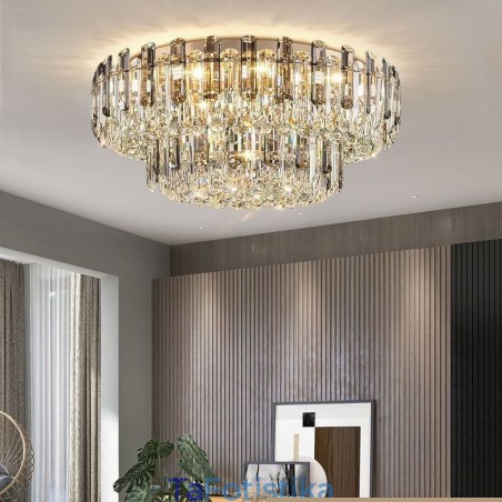 Crystal Flush Mount Smoke Γκρι στρογγυλό κρυστάλλινο διακοσμητικό φωτιστικό οροφής Crystal Flush Mount Smoke Γκρι στρογγυλό κρυστάλλινο διακοσμητικό φωτιστικό οροφής
