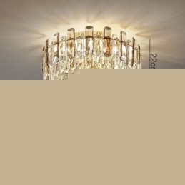 Crystal Flush Mount Smoke Γκρι στρογγυλό κρυστάλλινο διακοσμητικό φωτιστικό οροφής