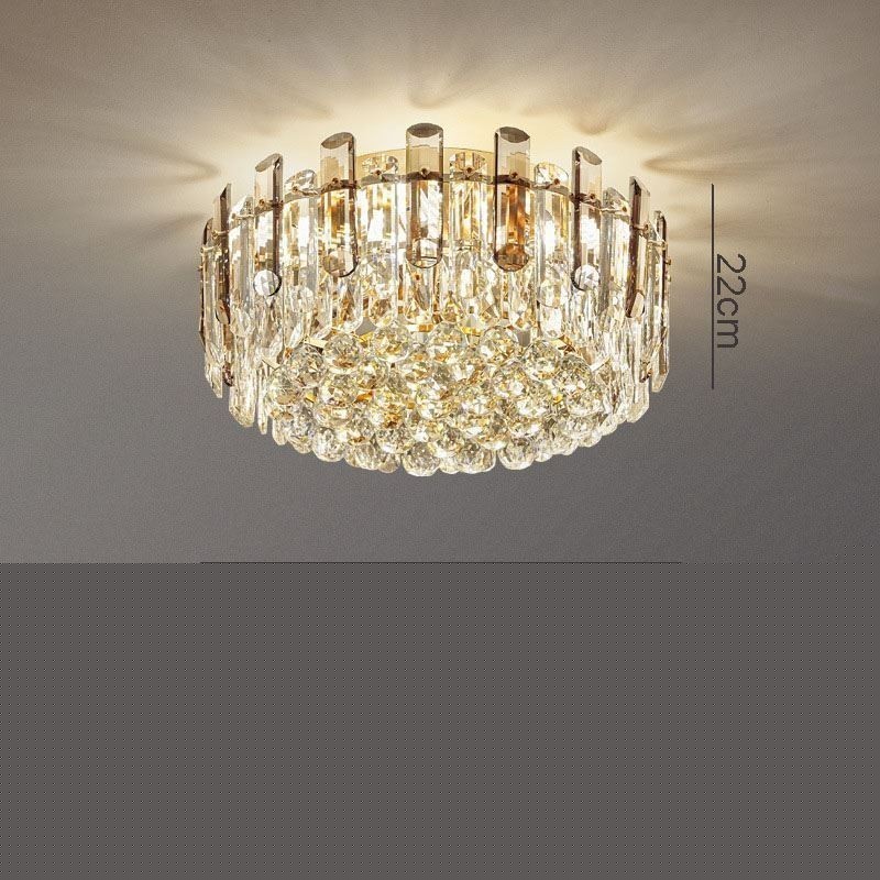Crystal Flush Mount Smoke Γκρι στρογγυλό κρυστάλλινο διακοσμητικό φωτιστικό οροφής