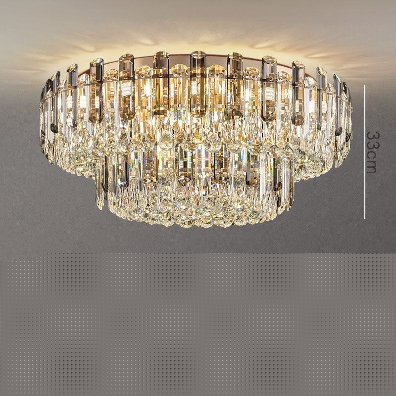 Crystal Flush Mount Smoke Γκρι στρογγυλό κρυστάλλινο διακοσμητικό φωτιστικό οροφής