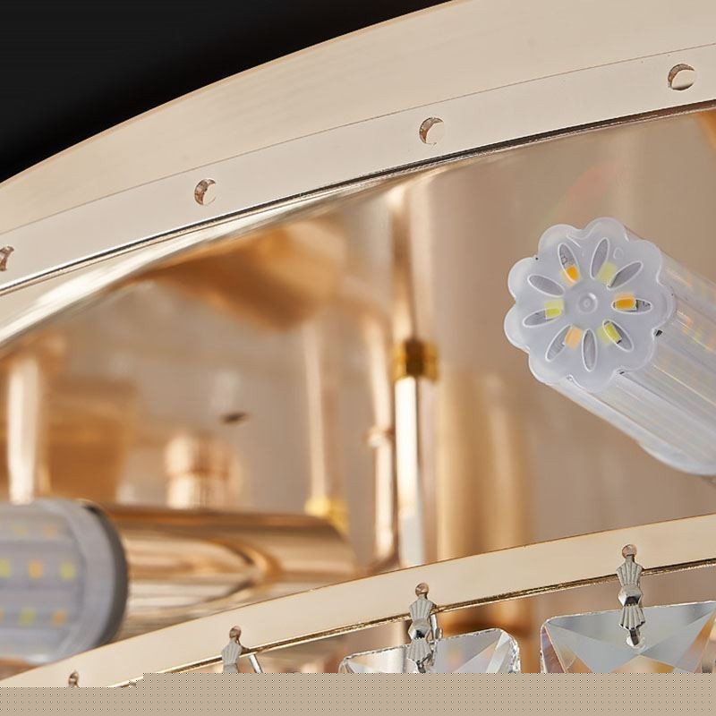 Crystal Flush Mount Smoke Γκρι στρογγυλό κρυστάλλινο διακοσμητικό φωτιστικό οροφής