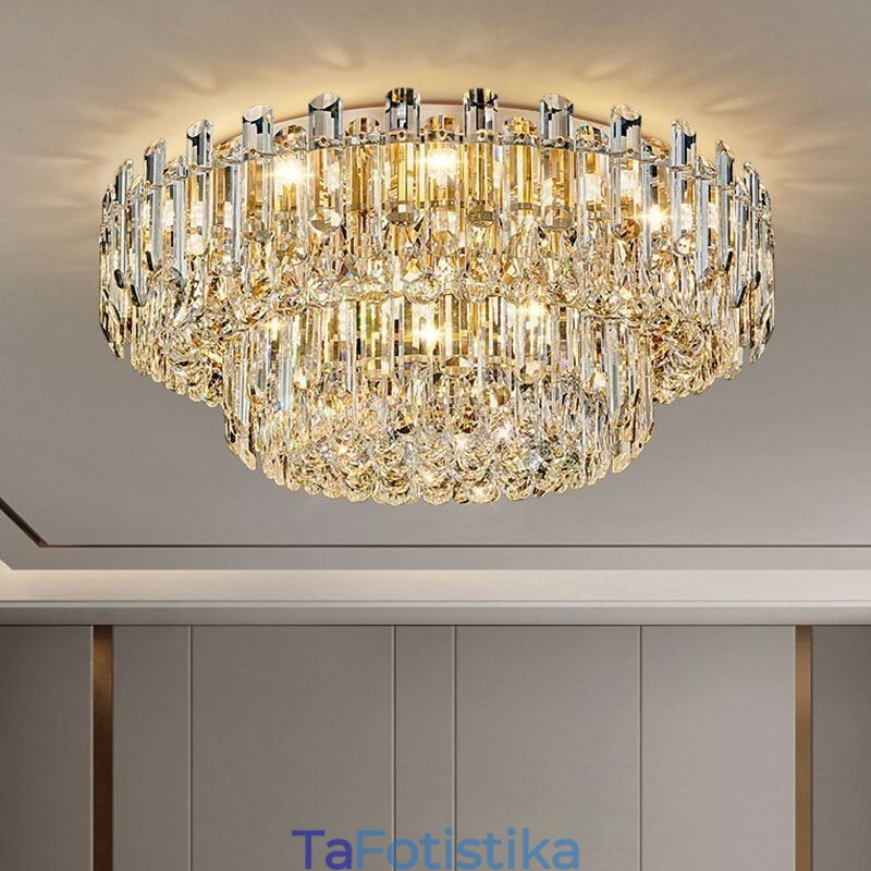 Luxury Crystal Flush Mount στρογγυλό κρύσταλλο διακοσμητικό φωτιστικό οροφής
