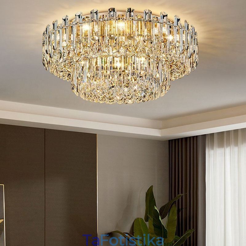 Luxury Crystal Flush Mount στρογγυλό κρύσταλλο διακοσμητικό φωτιστικό οροφής