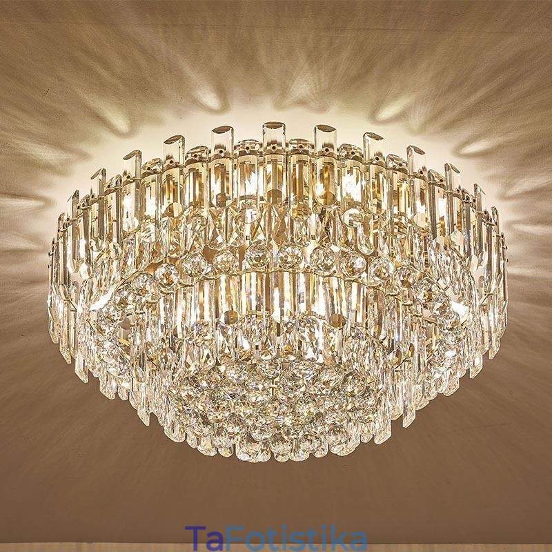 Luxury Crystal Flush Mount στρογγυλό κρύσταλλο διακοσμητικό φωτιστικό οροφής
