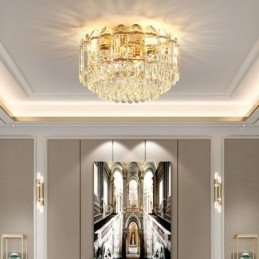 Crystal Flush Mount Στρογγυλή Κρυστάλλινη Διακόσμηση Οροφής Φωτιστικά