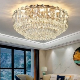 Crystal Flush Mount Στρογγυλή Κρυστάλλινη Διακόσμηση Οροφής Φωτιστικά