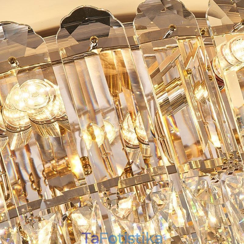 Crystal Flush Mount Στρογγυλή Κρυστάλλινη Διακόσμηση Οροφής Φωτιστικά