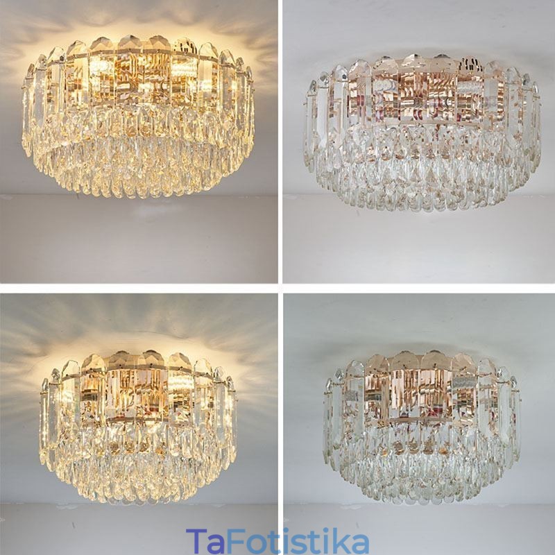 Crystal Flush Mount Στρογγυλή Κρυστάλλινη Διακόσμηση Οροφής Φωτιστικά