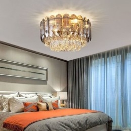 Crystal Flush Mount Smoky Grey στρογγυλό κρύσταλλο διακοσμητικό φωτιστικό οροφής