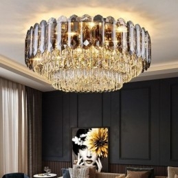 Crystal Flush Mount Smoky Grey στρογγυλό κρύσταλλο διακοσμητικό φωτιστικό οροφής