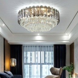 Crystal Flush Mount Smoky Grey στρογγυλό κρύσταλλο διακοσμητικό φωτιστικό οροφής