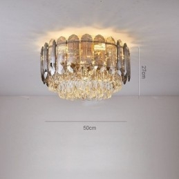 Crystal Flush Mount Smoky Grey στρογγυλό κρύσταλλο διακοσμητικό φωτιστικό οροφής