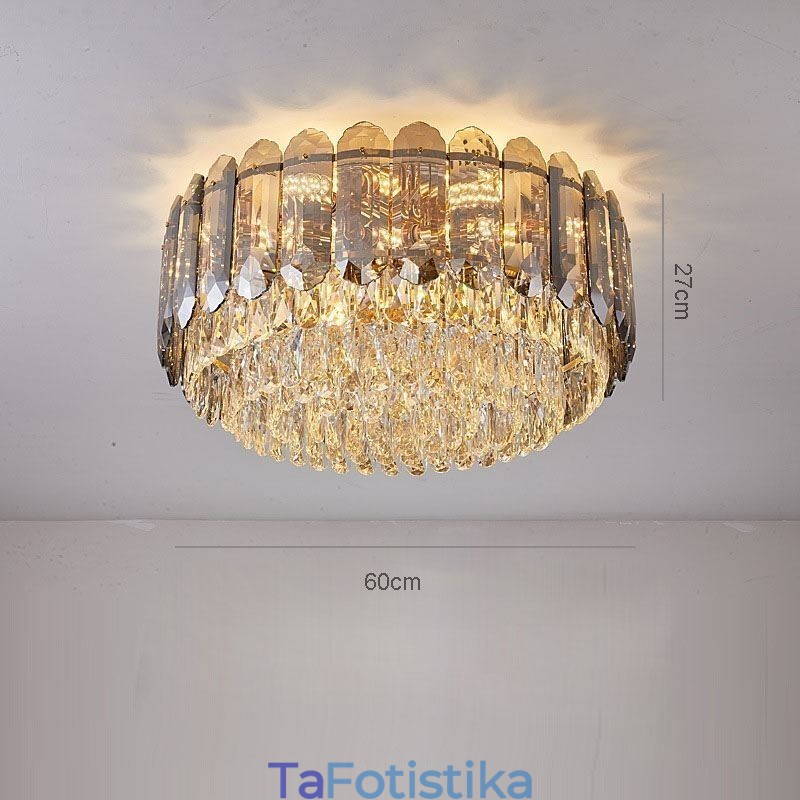 Crystal Flush Mount Smoky Grey στρογγυλό κρύσταλλο διακοσμητικό φωτιστικό οροφής
