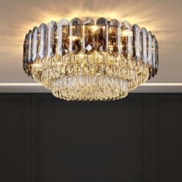 Crystal Flush Mount Smoky Grey στρογγυλό κρύσταλλο διακοσμητικό φωτιστικό οροφής