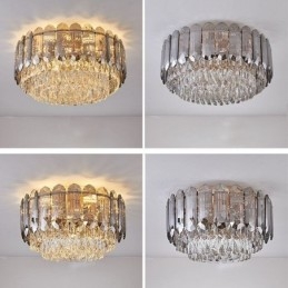 Crystal Flush Mount Smoky Grey στρογγυλό κρύσταλλο διακοσμητικό φωτιστικό οροφής
