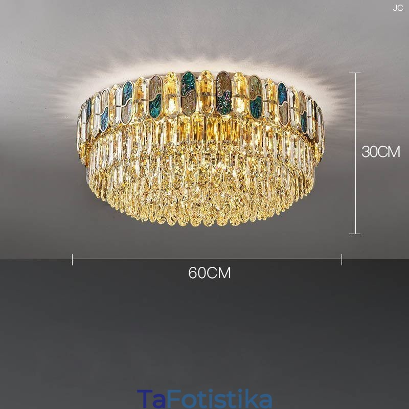 Crystal Flush Mount Στρογγυλό Κρυστάλλινο Διακοσμητικό Φωτιστικό Οροφής Αμπαζούρ με κρύσταλλο κέλυφος