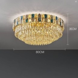 Crystal Flush Mount Στρογγυλό Κρυστάλλινο Διακοσμητικό Φωτιστικό Οροφής Αμπαζούρ με κρύσταλλο κέλυφος
