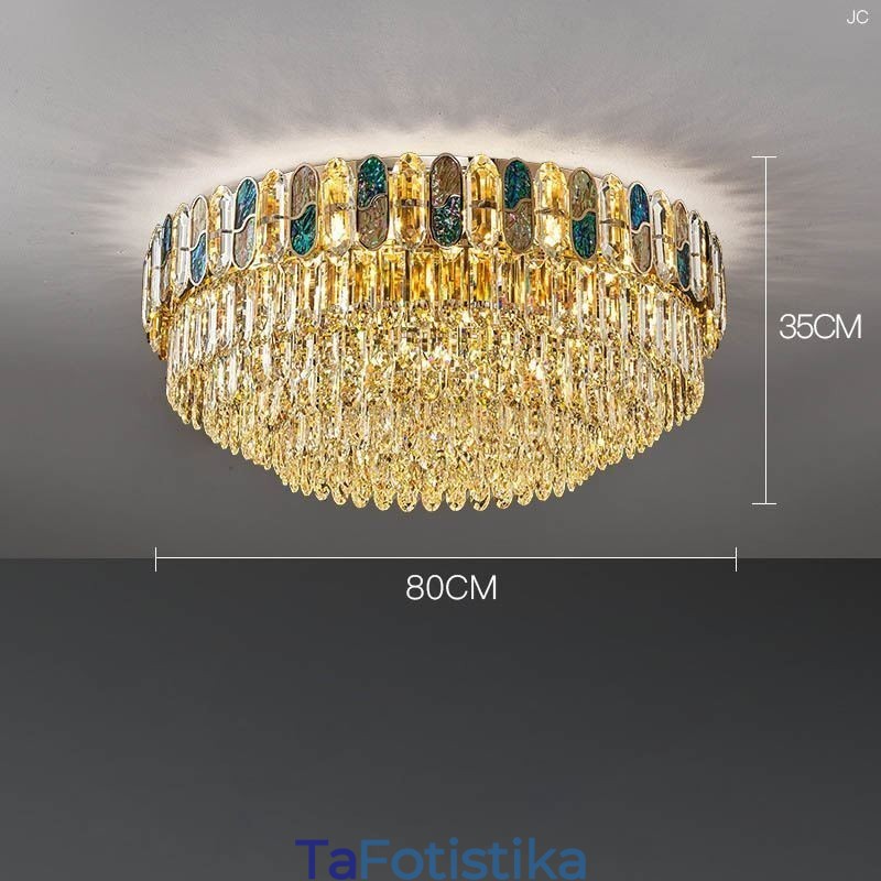 Crystal Flush Mount Στρογγυλό Κρυστάλλινο Διακοσμητικό Φωτιστικό Οροφής Αμπαζούρ με κρύσταλλο κέλυφος