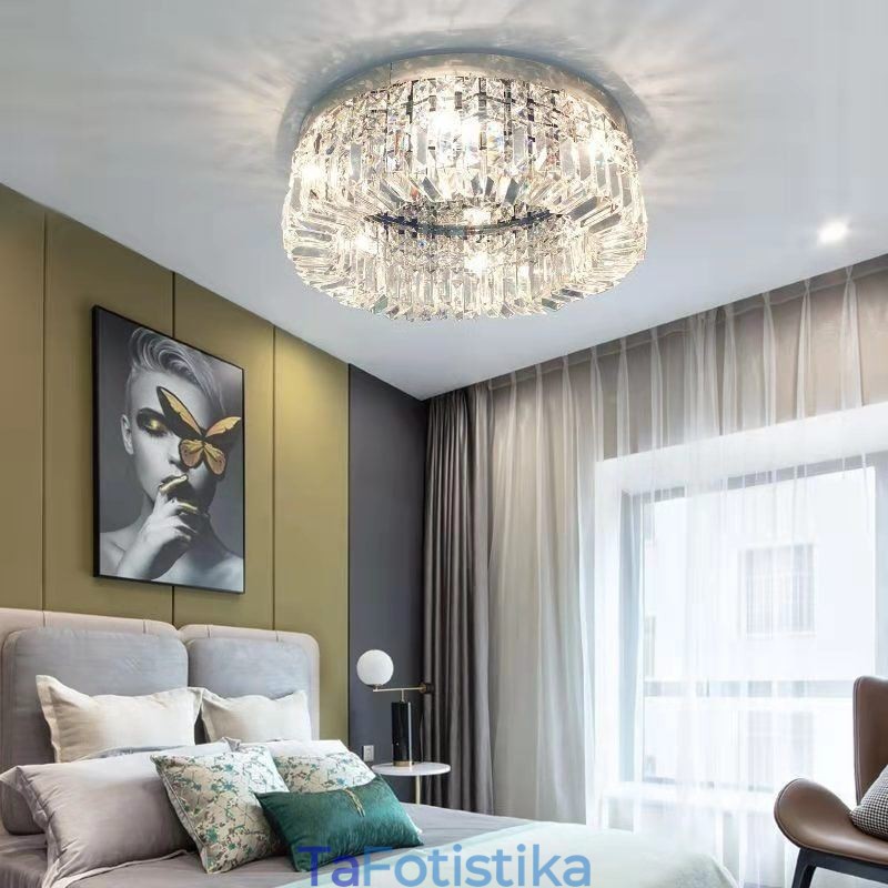 Μοντέρνο Κομψό Φωτιστικό Οροφής Flush Mount Κρυστάλλινο Φωτιστικό Οροφής