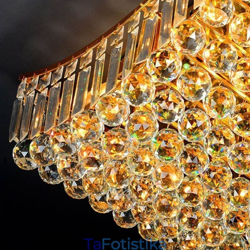 European Crystal Flush Mount Rectangle Chandelier
